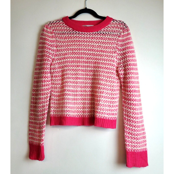 Wayf REVOLVE Womens Medium Sweater White‎ Pink Pullover Scoopneck Cropped Boxy - Picture 10 of 10